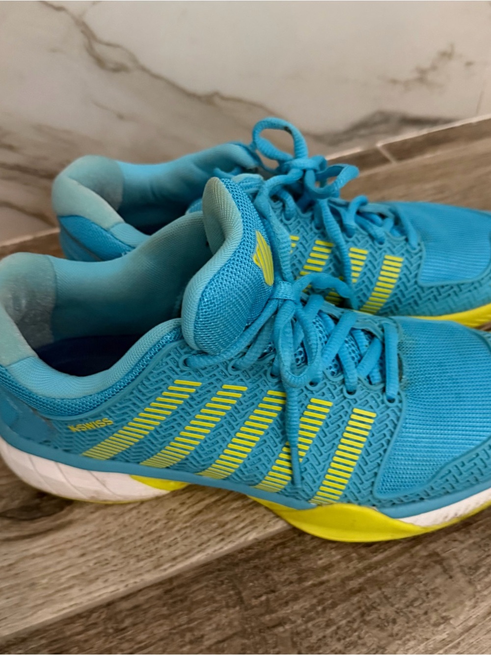 Turquoise & Yellow K Swiss Hypercourt Supreme Athletic Pickleball Sneakers Sz 9